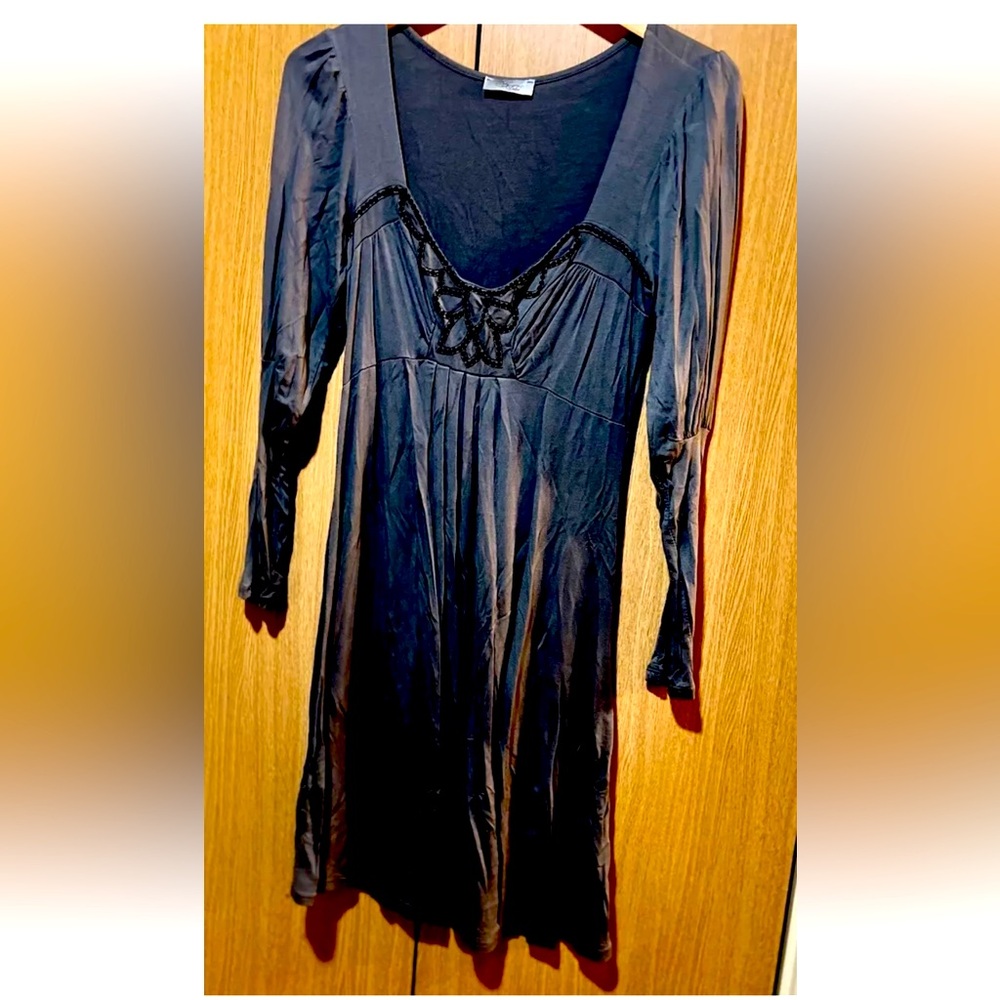 Deby Debo French  BRAND Gray sequins Knit Tunic Dress Size M Made In Paris
